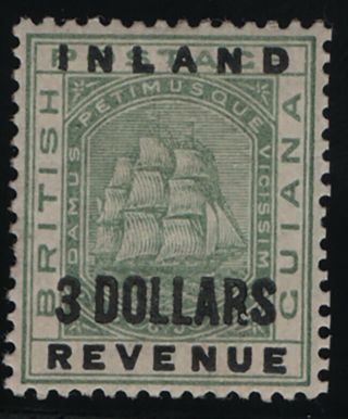 British Guiana 1888 " Inland Revenue " $3 Green (sg187) £250