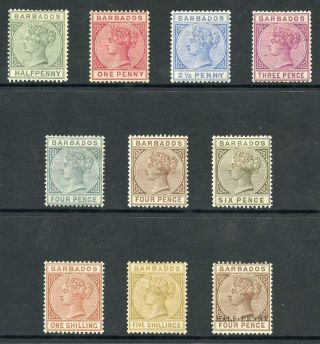 Barbados Sg89/103 1882 Set Of 9 M/mint