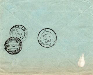 Malaya JOHOR 1923 registered cover from Johore to Trieste 2