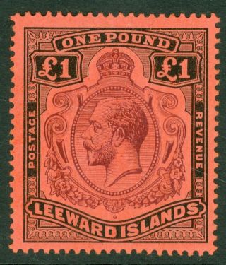 Sg 80 Leeward Islands 1921 - 32.  £1 Purple & Black/red.  A Pristine Very Lightly.