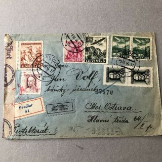 Z) Air Mail Registered Cover Slovakia Czekoslovakia Bum 1944 Svedlar