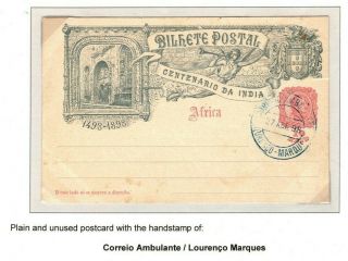 Mozambique Railway Africa Card 1898 Lourenço Marques Tpo {samwells - Covers}ma184