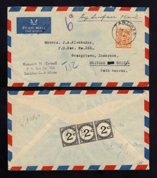 Zanzibar: To British Guiana 1949 Postage Due 6c With 2c X 3 Dues