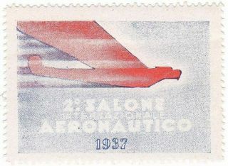 Italy,  Airmail Label,  2nd Salone Aeronautico 1937
