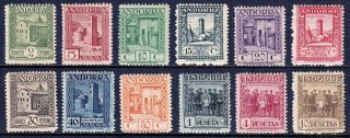 Andorra (spanish) — Scott 13 - 24 — 1929 Pictorial Specimen Set — Mh — Scv $395.  10