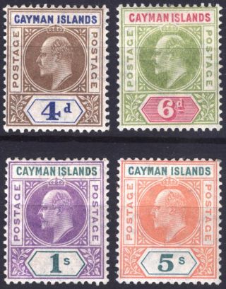 Cayman Is 1907 4d - 5s Evii Key Plate Sg 13 - 16 Scott 13 - 16 Lmm/mlh Cat £300 ($396)