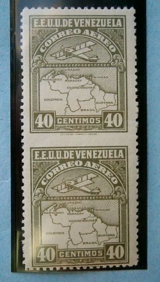 Venezuela – Scott C124 Imperforate Pair,  Full Gum,  Hinged