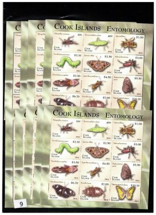 == 10x Cook Islands 2014 - Mnh - Butterflies - Insects
