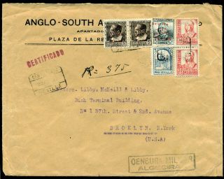 J149 Scw Local Ovpt Sevilla Some Stamps On Registered Cover To N.  York