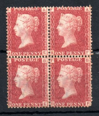 Gb Qv 1858 1d Penny Red Plate 176 Unmounted Block Ws13589