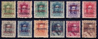 Andorra (spanish) — Scott 1 - 12 — 1928 Overprint Specimen Set — Mh — Scv $513.  90