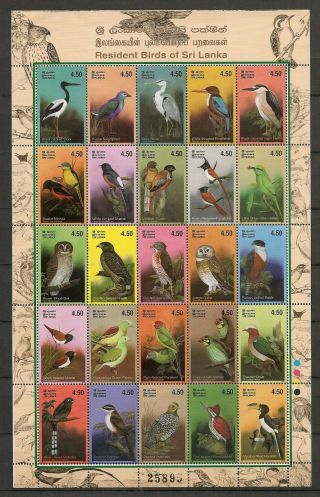 Sri Lanka 2003 Wildlife Fauna Resident Birds Vögel Oiseaux Compl.  Sheet Mnh