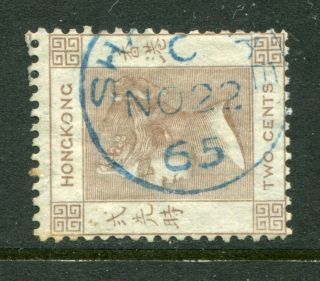 1863/71 China Hong Kong Qv 2c Stamp With Shanghai Cds Pmk Postmark In Blue