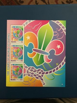 39.  Maldives.  2007.  100 Year Anniv.  Scout Stamps.  Sc 2936.  Mnh.  Cv $7.  20