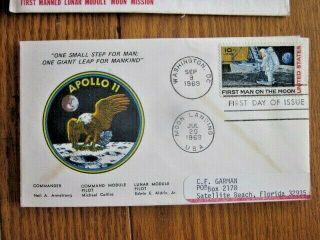 Space Apollo 11 Crew Armstrong Collins Aldrin Scarce Cachet Fdc 1969