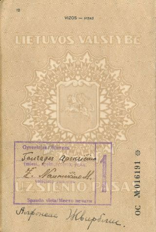 LITHUANIA - MEMEL 1939,  RARE PASSPORT WITH REVENUES, .  B763 2