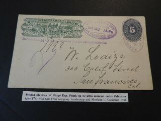 Mexico Wells Fargo Express 1888 To San Francisco Ca Guaymas Oval Cover Lot 99