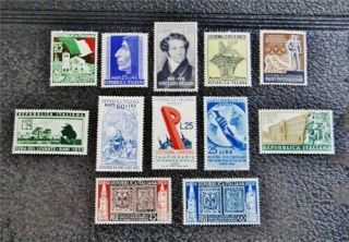 Nystamps Italy Stamp 597 // 609 Og H / Nh $32