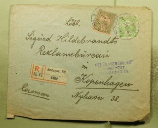 Dr Who 1915 Hungary Budapest To Copenhagen Denmark Registered C132958