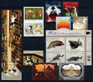 Un.  Geneva.  2014 Year Set.  13 Stamps,  2 Sheets.  Never Hinged