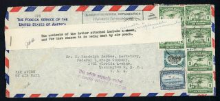 Ecuador Postal History: Lot 1 1946 Air Transferred To Diplomatic Pouch $$$