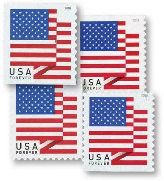 Usps Forever Stamps 1,  000 Units Of Us Flag 2018 (roll Of 100) Postage Stamp