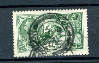 Gb 1913 £1 Dull Blue Green Seahorse (sg 404) Fine - (b552)