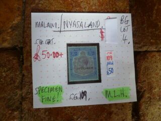 Malawi/nyasaland 2/ - Stamp M.  L.  H.  Sg109 Specimen Fine