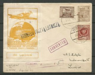 Poland,  1926,  Air Cover To Lwow With A Direction Label