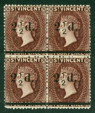 Sg 54 St Vincent 1890.  2½d On 4d Chocolate.  Fine Mounted,  1 Being.