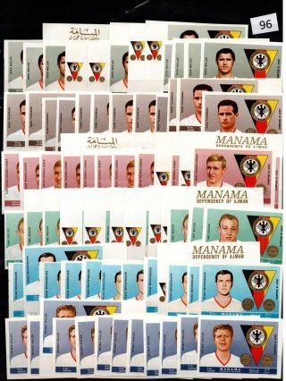 // 12x Manama - Mnh - Sport - Soccer - Flags - Imperf - Famous People