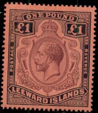 Leeward Islands 83,  £1 Black & Violet,  Og,  Lh,  Vf,  Scott $240.  00