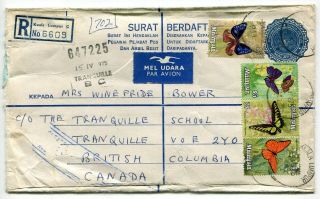 Malaysia 1975 Registered Stationery - Airmail Cover - Sent To Bc Canada -