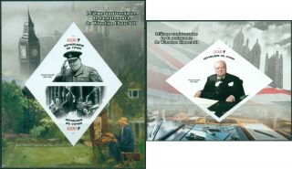 Winston Churchill 145th Anniversary Big Ben Congo 2019 Mnh Stamp Set Imperforate