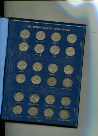 1938 - 1964 Jefferson Nickel Complete Set Circulated With Album 6437m