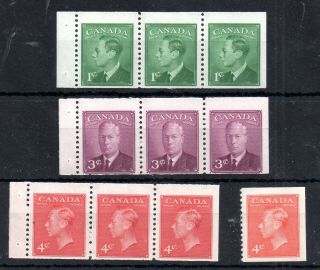 Canada Kgvi 1949 Complete Set Booklet Pane Stamps (most Mnh 422b - 423c) Ws13378