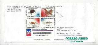 Dominican Republic 2011 Registered Cover To Us,  $5 Insects Block Of 4