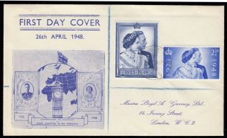 Sg493/ 494 1948 Silver Wedding,  2½d.  And £1,  Illustrated First Day Cover.
