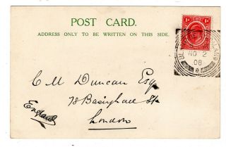1908 Nyasaland To Gb Postcard / Railway / Blantyre Squared Circle.