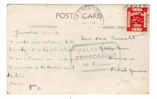 1918 Palestine To British Guiana Censored Postcard.