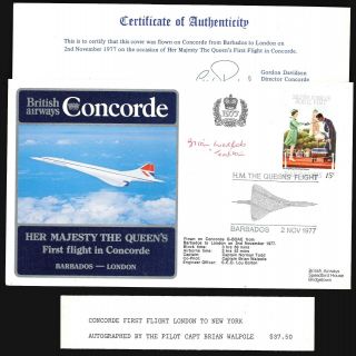 2.  11.  77 Ba Concorde Cpts Brian Walpole Signed Cover_barbados - London_scarce
