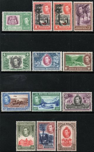 British Honduras 1938 - 47 Kgvi Pictorial Definitive Set Sg.  150/161 (mnh)