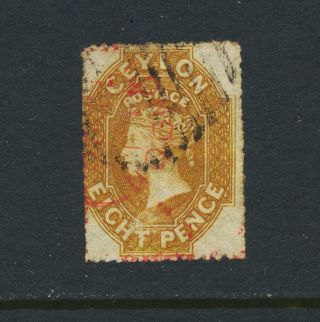 Ceylon 1861 - 4,  8d Yellow Brown,  Vf Sg 32a Cat£425 (see Below)