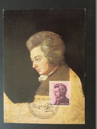 Music Composer Mozart Masonic Freemason Maximum Card Germany Ddr 72489