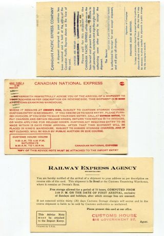 Canada Postal Stationery - CNR / CPR - Railway Express Postcards - x 3 2