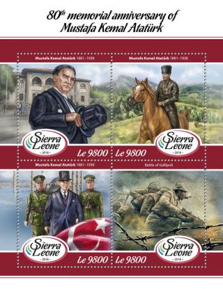 Sierra Leone 2018 Mnh Mustafa Kemal Ataturk 4v M/s Gallipoli Military Stamps