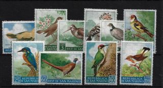 San Marino Sg593/602,  1960 Birds Mnh Set