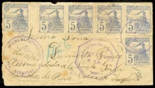 Edw1949sell : Honduras Very Scarce 1900 Registered Cover To British Honduras.