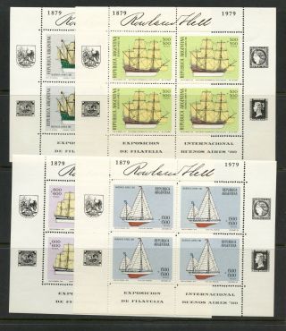 Argentina 1979 B80 - 3x4 Sailing Ships Stamps Sheets Of 4 Mnh L643