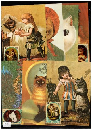 == S.  T.  Principe - 7 Mc - Painting,  Children,  Cats